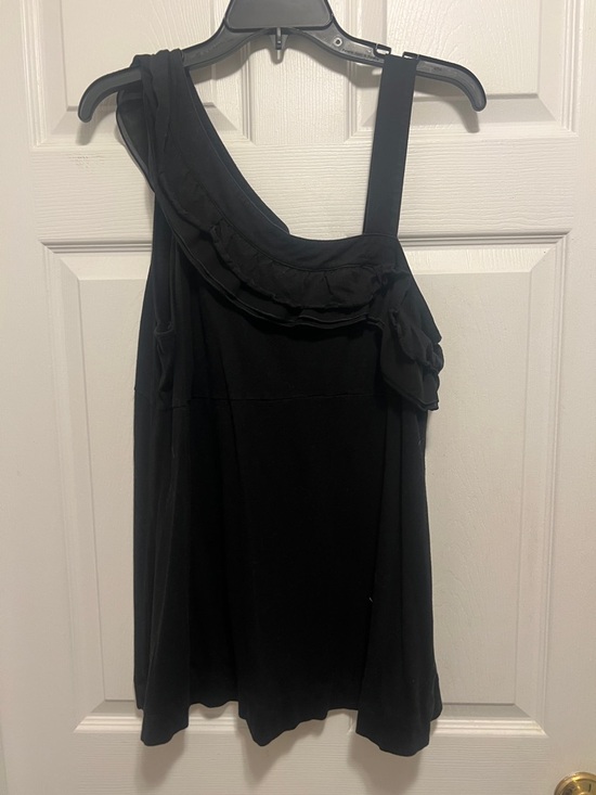 Elle Tops - Elle Black One-Shoulder Ruffle Tank Top